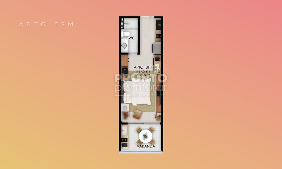 Apartamento, 1 quarto, 32 m² - Foto 1