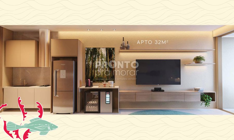 Apartamento à venda com 1 quarto, 32m² - Ipojuca,Ipojuca