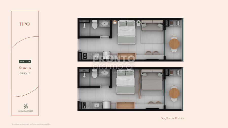 Apartamento à venda com 1 quarto, 25m² - Carneiros,Tamandaré