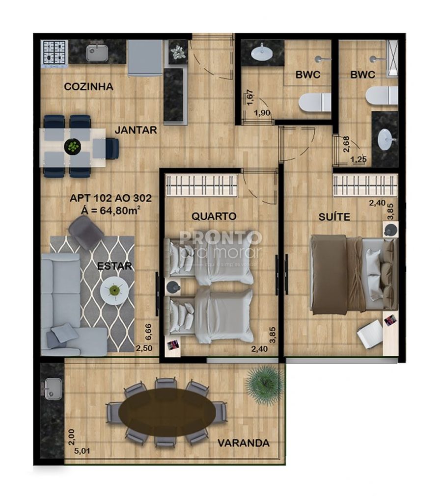  - Apartamento com 2 quartos em Praia dos Carneiros