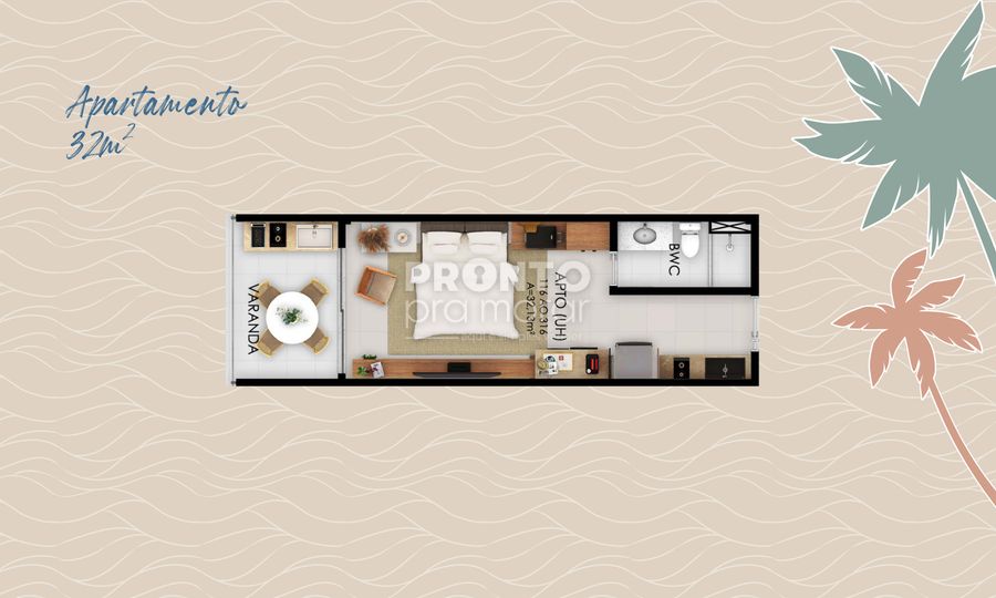 Apartamento à venda com 1 quarto, 32m² - Centro,Ipojuca