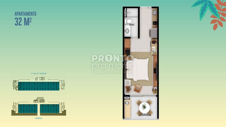 Apartamento, 1 quarto, 32 m² - Foto 3